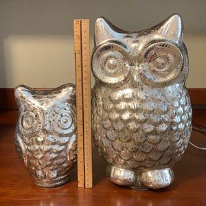 Mercury type glass owls. Set of 2